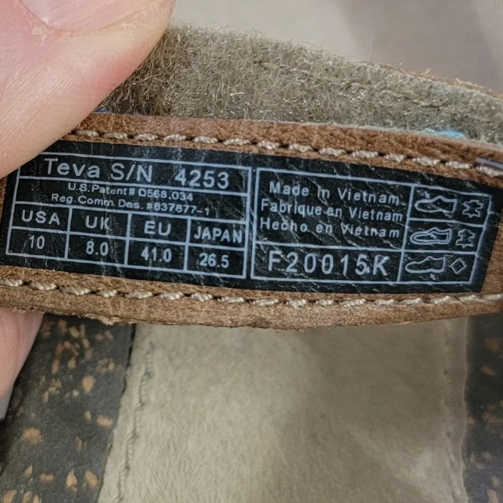 Teva Ventura Wedge Brown Leather Strappy Sandals Size 10 EUC